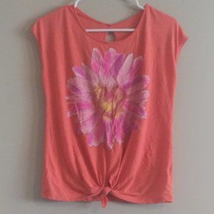 Flower tie up T-shirt